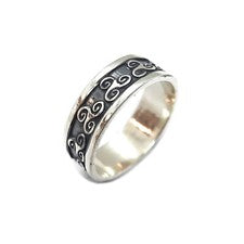 Anillo de plata esterlina genuino banda triskelion 8 mm sólido estampado 925 hecho a mano