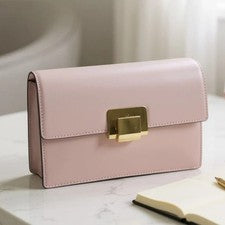 Bolso de mano para mujer de cuero italiano de diseñador - rosa lila