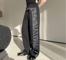 Pantalones negros sueltos con correa hebilla gótica punk de moda de primavera para hombre