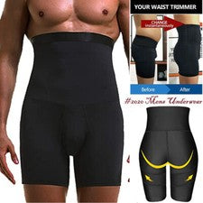 Pantalones Cortos de Compresión Cintura Alta Control Abdomen Para Hombre Modelador Corporal