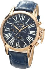 Salvatore Marra SM-301 Hombres Cuarzo Esfera Azul Cuero Rosa Oro Caja JDM