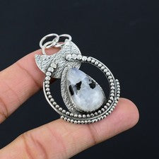 Piedra lunar arco iris piedras preciosas cumpleaños hecho a mano nuevo colgante joyería plata de ley