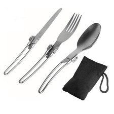 Juego de utensilios de 16 cm Juego de utensilios de camping Cuchara plegable Tenedor