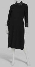 Vestido midi para mujer Calvin Klein negro con cuello falso adornado talla S