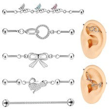 Pendientes de barra industriales de acero inoxidable 16G 2 piezas joyería piercing de cartílago