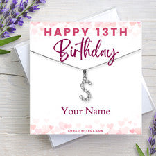 Collar con nombre de letra inicial de plata de ley 925 personalizado regalo de 13 cumpleaños