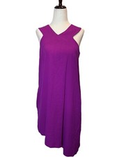 Vestido para mujer Rachel Rachel Roy fucsia corte diagonal dobladillo escote en V talla PEQUEÑO