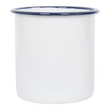 Soporte para utensilios esmaltado blanco - 15,5 cm - azul