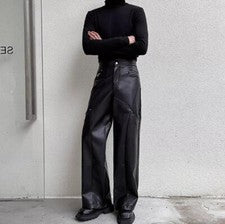 Para hombres Otoño Moda Informal Imitación Cuero Pantalones Sueltos Juvenil Fiesta Punk Pantalones