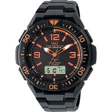 Reloj Hombre CITIZEN Q&Q MD06-315 SOLARMATE Negro x Naranja Nuevo en Caja