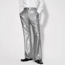 Pantalones Retro Hip-hop Para Hombre Club Nocturno Pantalones Largos Vestido Acampanado Pantalones Estilo Occidental