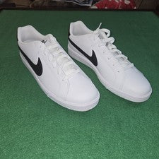 Nike Court Royale Zapatos de Cuero Tenis Blanco Negro 11m 749747-107 nuevos sin caja