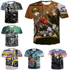 Genial Camiseta Estilo Motocicleta Punk Impresa en 3D Para Hombre Mujer Moda Informal Prendas para el torso