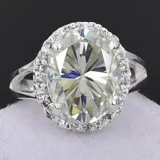 Anillo de oro blanco de 14K con diamantes blancos/GH/VS1/naturales naturales certificados de 5 quilates regalo de Navida