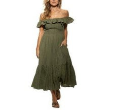 Vestido para mujer Dotti verde fuera del hombro XL