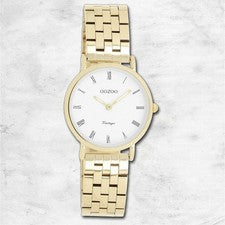 Oozoo Unisex Reloj de Pulsera de Mujer Oozoo Vintage Análogo Acero Oro UOC20376