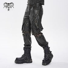 Pantalones Cortos Desmontables Punk Tachonados Moda Diablo Pantalones Rectos Carga Pantalones