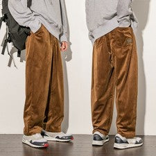 Hombres Pantalones de Pana Pantalones Pierna Recta Informales Retro Moda
