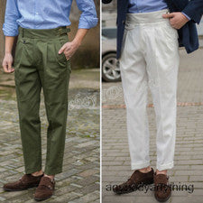 Verano Otoño Retro Medio Antiguo Para hombres GURKHA Pantalones Informales Pantalones Rectos Cintura Alta