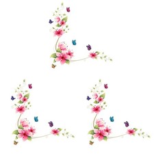 Paquete de 3 calcomanías florales con espejo para decoración del hogar pegatinas de pared de flores