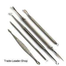 Facial Cuidado Set De 5 Instr. Extractor Puntos Negros Comedones Elevador NATRA