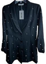 Blazer/vestido de fiesta Saint Genies para mujer-6 negro cóctel perla tachonado nuevo con etiquetas