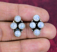 Pendientes de joyería de plata de ley 925 hechos a mano con piedras preciosas de luna arco iris para mujer