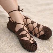 Zapatos de cintura cuero marrón zapatos sandalias Larp Edad Media Vikinga Reenactment Goa