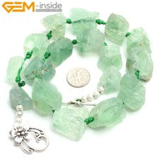 Collar de joyería con cuentas de piedras preciosas de cuarzo crudas de forma libre natural 18"