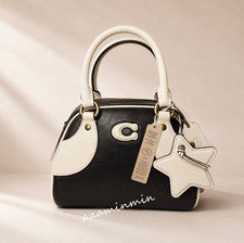 Bolso Coach con asa superior de boliche CDU48 NUEVO CON ETIQUETAS blanco y negro