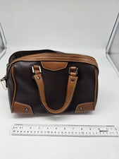 Bolso Bandolera Dos Tonos Mujer Pequeño Cuero Marrón Asa Superior