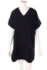 IRIS & INK dress Slit 6 = D 34 navy blue NEW