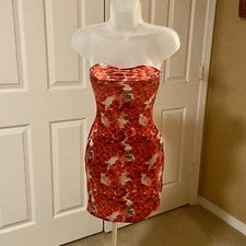 Vestido So Real Para Mujer Sin Tirantes Floral Elastizado Boutique Boho Bodycon Rojo Talla Pequeña