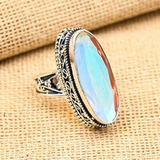 Anillo de plata de ley 925 hecho a mano con piedras preciosas de topacio místico joyería