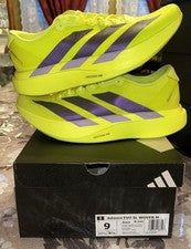 Adidas Para Hombres Adizero Evo SL Tejido JR2024 Talla US 9 Amarillo Solar/Aurora/Ciruela en Polvo