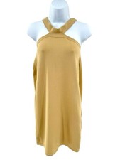Vestido Suéter The Drop Valentina Beige Abertura Lateral Mini Mujer Talla S Halter Nuevo con Etiquetas