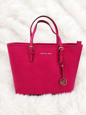 Bolso de Hombro Michael Kors Jet Set Viaje Cuero Rosa Cremallera Estructurado Nuevo con Etiquetas