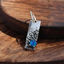 Colgante de ópalo azul para hombre: collar de plata de ley 925 hecho a mano joyería para regalo