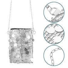 Cartera de mujer con lentejuelas brillantes - Elegante bolso bandolera de hombro con cadena para