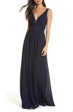 Vestido para mujer Lulus cuello en V gasa línea A, talla X-pequeño - azul