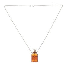 Vial Necklace - 3ml Glass Perfume Bottle with Crown Lid Pendant Necklace -