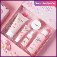 Juego de 5/3 piezas de juegos de cuidado de la piel Sakura crema facial suero tónico limpiador facial