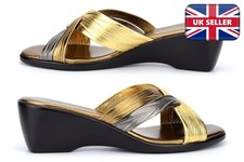 Sandalias para mujer Sandalias de tacón Sandalias cruzadas Sandalias para mujer Sandalias de mula Doradas