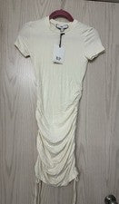 Nuevo con etiquetas Camiseta Rachel Parcell Marfil Acanalada Mini Vestido para Mujer XS Primavera Verano