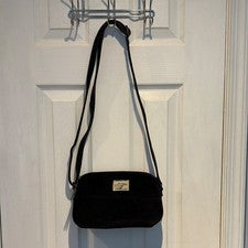 Bolso de hombro Roxy negro parche con logotipo cierre de cremallera correa ajustable para mujer
