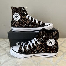 Zapatillas deportivas Converse Chuck Taylor All Star HI Top para mujer talla 6 leopardo A17948F