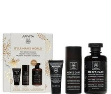 Crema facial y de ojos antiarrugas Apivita Men's Care 50 ml y lavado corporal para cabello 250 ml
