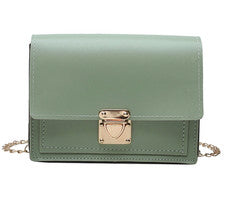 Cartera Bandolera Para Mujer Verde Imitación Cuero Pequeña Cuadrada Cadena Dorada Hombro NUEVO