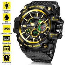 Impermeable Hombre Digital Reloj Deportivo LED Retroiluminado Reloj de Pulsera