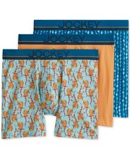 Paquete de 3 calzoncillos boxer Jockey para hombre con logotipo de estilo real ropa interior azul multi